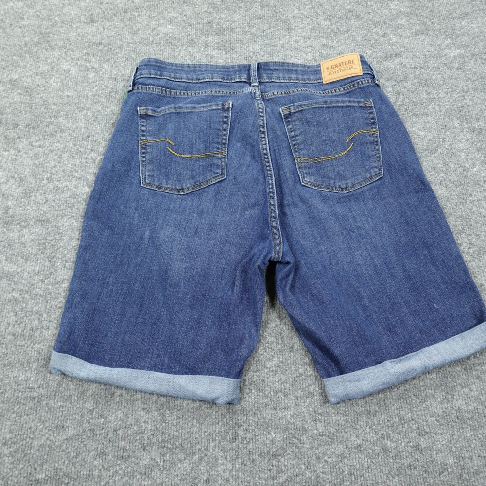 Levis Signature Shorts Womens 12 Blue Bermuda Denim Cuffed Stretch Jorts - Picture 2 of 10